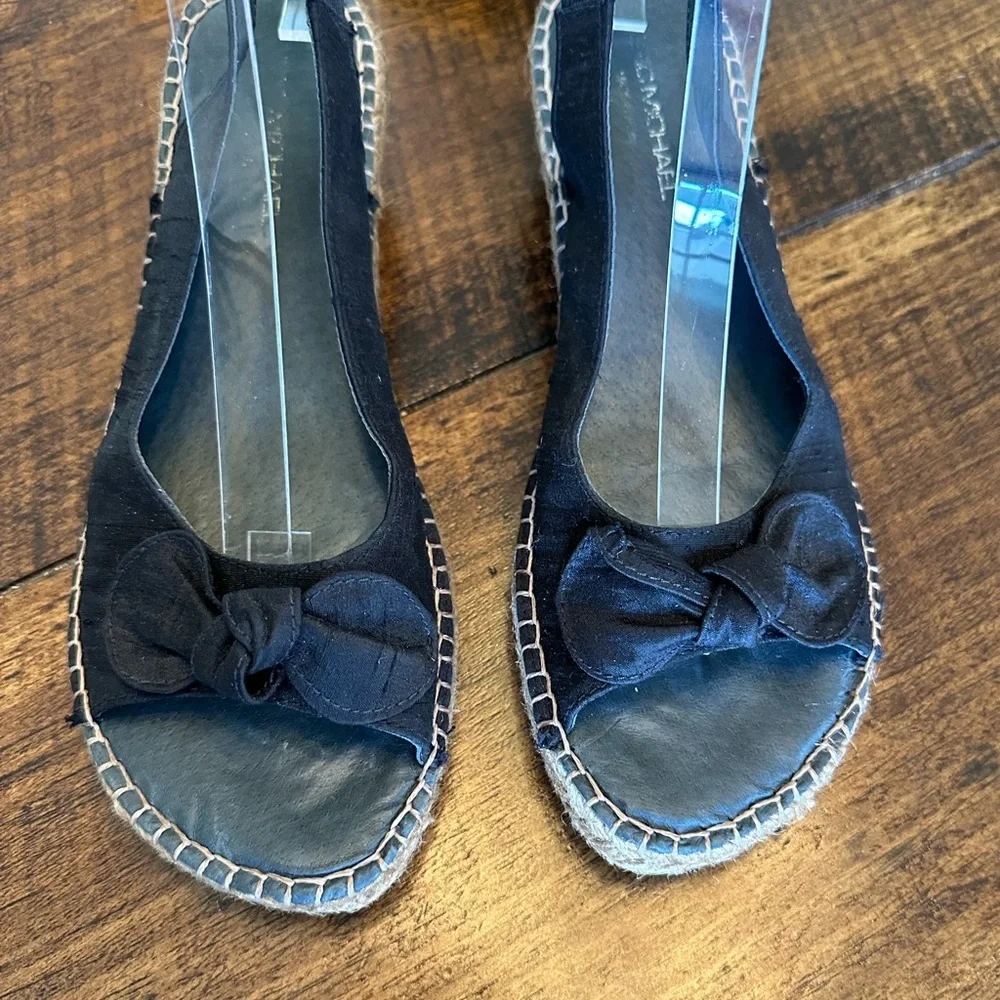 Eric Michael | Made in Spain Black Slingback Kitten Heel Espadrille Shoes